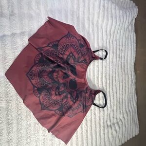 Red and Black Graphic Crop Camisole